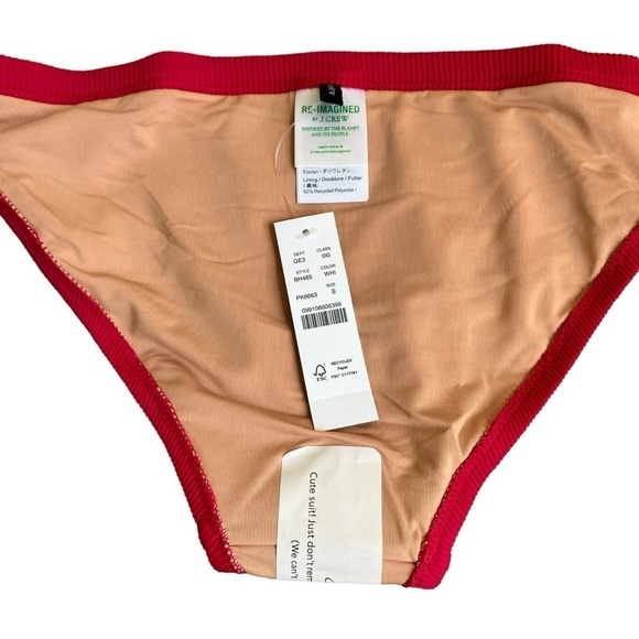 NWT J. Crew Ribbed-trim Hipster Full-coverage Bikini Bottom Dark Pink Sz S - Picture 11 of 14